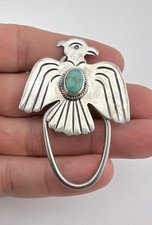 Vtg Fred Harvey Navajo Sterling Royston Turquoise Thunderbird Key Chain Ring