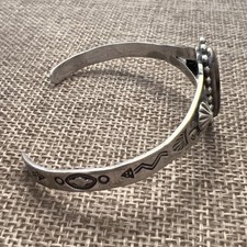 Fred Harvey Native American Sterling Petrified Wood Landscape Cuff Bracelet 6” - Additional view 4