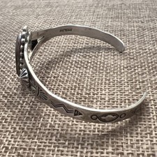 Fred Harvey Native American Sterling Petrified Wood Landscape Cuff Bracelet 6” - Additional view 5