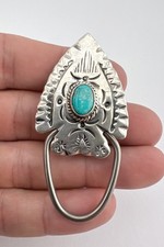 Fred Harvey Navajo Sterling Silver Fox Turquoise Stamped Arrow Key Chain Ring