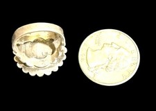HTF Vtg Fred Harvey Era Sterling Silver Round Green Turquoise Ring SZ 5.5  NICE! - Additional view 3