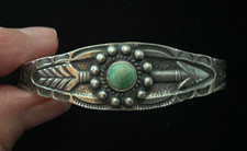 Vintage Fred Harvey Bracelet-Sterling-Rare Design-Great Turquoise
