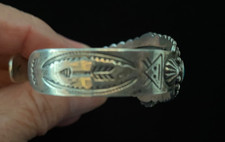 Vintage Fred Harvey Sterling Bracelet Repousse With Nice Stones - Additional view 1
