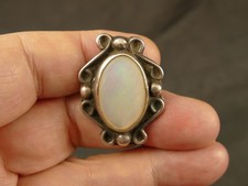 NAVAJO 22.5X14.5MM MOP INGOT SILVER RING 1940'S FRED HARVEY ERA TUCSON ESTATE