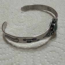 Fred Harvey Era Sterling or Coin Silver Turquoise Child's Navajo Cuff Bracelet - Additional view 2