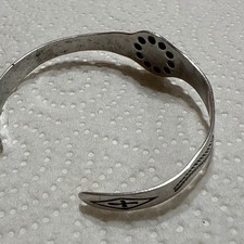 Fred Harvey Era Sterling or Coin Silver Turquoise Child's Navajo Cuff Bracelet - Additional view 3