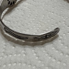 Fred Harvey Era Sterling or Coin Silver Turquoise Child's Navajo Cuff Bracelet - Additional view 5