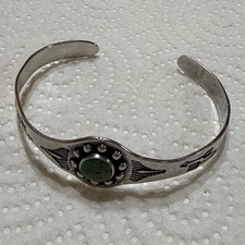 Fred Harvey Era Sterling or Coin Silver Turquoise Child's Navajo Cuff Bracelet - Additional view 7