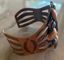 Vintage Fred Harvey Era Copper And Turquoise Bracelet - Additional view 3