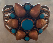 Vintage Fred Harvey Era Copper And Turquoise Bracelet