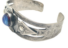 Sterling Silver PROJECT PIECE Fred Harvey Era Cuff Bracelet w Dragon Breath Ston - Additional view 2