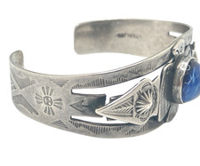 Sterling Silver PROJECT PIECE Fred Harvey Era Cuff Bracelet w Dragon Breath Ston - Additional view 3