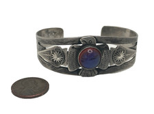 Sterling Silver PROJECT PIECE Fred Harvey Era Cuff Bracelet w Dragon Breath Ston - Additional view 4