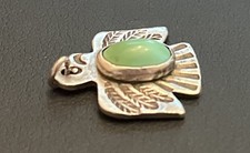 Early Native American Sterling Silver Fred Harvey Turquoise Thunderbird Charm - Additional view 2