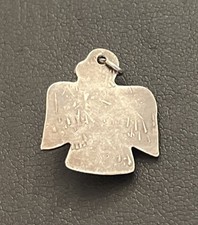 Early Native American Sterling Silver Fred Harvey Turquoise Thunderbird Charm - Additional view 3