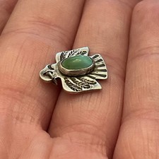 Early Native American Sterling Silver Fred Harvey Turquoise Thunderbird Charm - Additional view 6