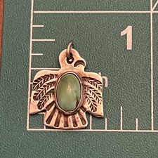 Early Native American Sterling Silver Fred Harvey Turquoise Thunderbird Charm - Additional view 7