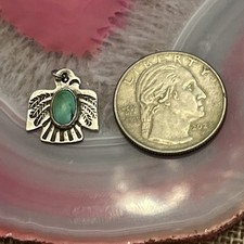 Early Native American Sterling Silver Fred Harvey Turquoise Thunderbird Charm - Additional view 8