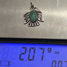 Early Native American Sterling Silver Fred Harvey Turquoise Thunderbird Charm - Additional view 9