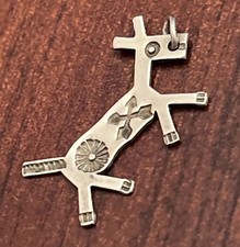 Early Native American Sterling Silver Fred Harvey Horse Dog Crossed Arrow Charm - Additional view 1