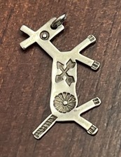Early Native American Sterling Silver Fred Harvey Horse Dog Crossed Arrow Charm - Additional view 2