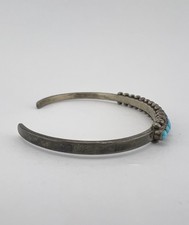 Vtg Fred Harvey Era Zuni Turquoise Sterling Silver 1 Row Snake Eye Cuff Bracelet - Additional view 3