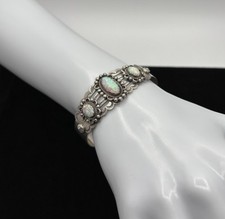 Vintage Fred Harvey Era Navajo Fire Opal 925 Sterling Silver Cuff Bracelet - Additional view 11