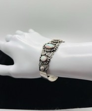 Vintage Fred Harvey Era Navajo Fire Opal 925 Sterling Silver Cuff Bracelet - Additional view 13