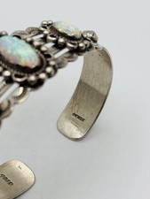 Vintage Fred Harvey Era Navajo Fire Opal 925 Sterling Silver Cuff Bracelet - Additional view 5