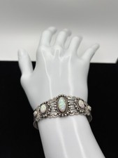 Vintage Fred Harvey Era Navajo Fire Opal 925 Sterling Silver Cuff Bracelet - Additional view 9