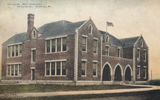 Hugo Oklahoma High School Hand Colored Fred Harvey Antique 1913 Postcard - Additional view 1