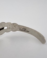 Vtg Fred Harvey Navajo Coin Silver Petit Point Turquoise Stamped Cuff Bracelet - Additional view 6