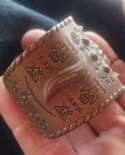 **OLD NATIVE AMERICAN NAVAJO FRED HARVEY ERA COPPER CUFF REALLY FINE!!*** - Additional view 1