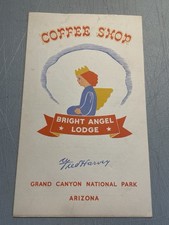 RARE Fred Harvey Bright Angel Lodge Coffee Shop Menu Grand Canyon Park AZ RR