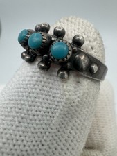 Vintage Sterling Silver Turquoise Ring Band Pacific Jewelry Co. Fred Harvey Era - Additional view 2