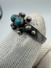 Vintage Sterling Silver Turquoise Ring Band Pacific Jewelry Co. Fred Harvey Era - Additional view 3