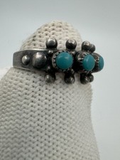 Vintage Sterling Silver Turquoise Ring Band Pacific Jewelry Co. Fred Harvey Era - Additional view 4