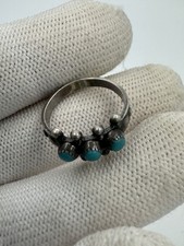 Vintage Sterling Silver Turquoise Ring Band Pacific Jewelry Co. Fred Harvey Era - Additional view 6