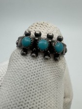 Vintage Sterling Silver Turquoise Ring Band Pacific Jewelry Co. Fred Harvey Era