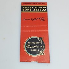 Matchbook Cover Fred Harvey Hotel Restaurants Coffee Newton Kansas 1940s