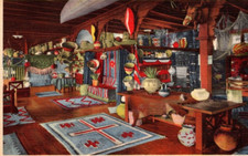Albuquerque NM Postcard Fred Harvey Native American Arts Bldg Interior Linen - Additional view 2