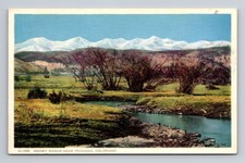 Phostint Postcard Artist Fred Harvey Snowy Range Spanish Peaks Trinidad CO