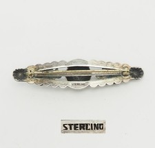 Vintage sterling silver green turquoise Fred Harvey Era southwest bar brooch pin - Additional view 2
