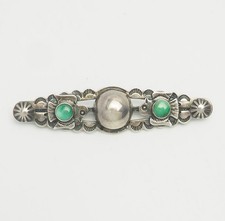 Vintage sterling silver green turquoise Fred Harvey Era southwest bar brooch pin