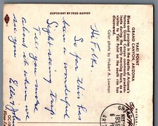 AZ Yaki Point Grand Canyon National Park Fred Harvey Vtg Postcard View 1950s - Additional view 3