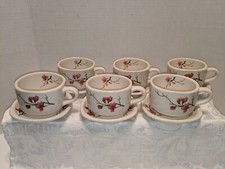 Syracuse China Trend "Berkeley" Fred Harvey Pattern Coffee Cups & Saucers Set/6