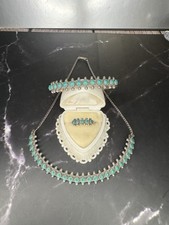 Vintage Fred Harvey Era 925 Sterling Silver & Unpolished Turquoise Necklace Set - Additional view 2
