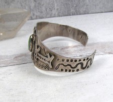 Sterling Silver Vintage Fred Harvey Era Turquoise Snake Horse Arrow Cuff Bracele - Additional view 3