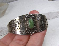 Sterling Silver Vintage Fred Harvey Era Turquoise Snake Horse Arrow Cuff Bracele - Additional view 4