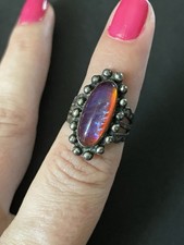 Fred Harvey Native American Dragons Breath Ring Sterling Silver 925